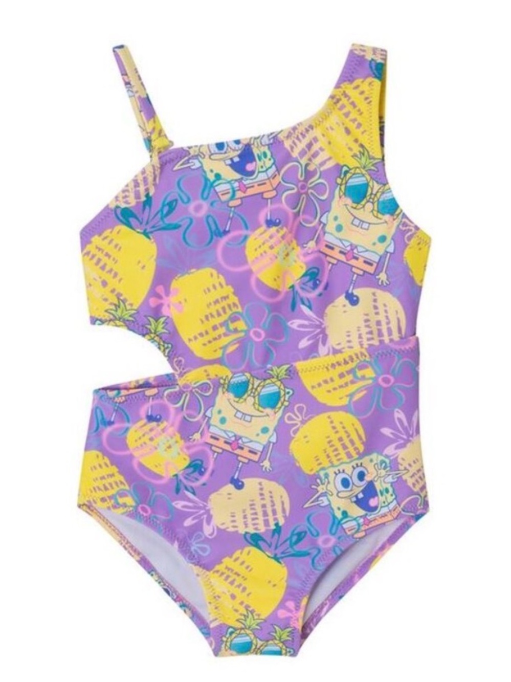 Andy & Evan Girls X Spongebob Squarepants™ Pineapple One-Piece, Purple Sz 4T